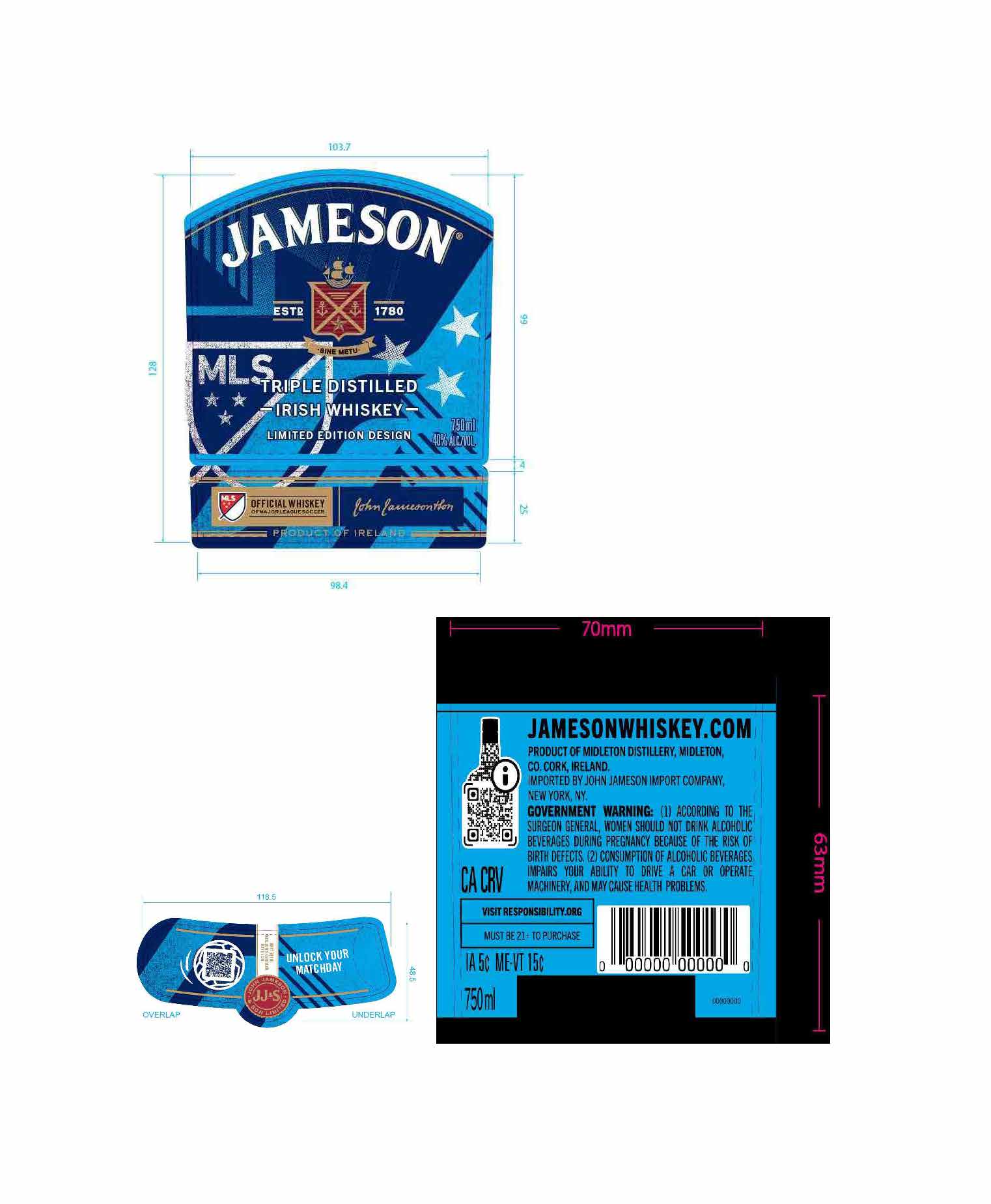 TABC label artwork for Jameson MLS Triple Distilled - National