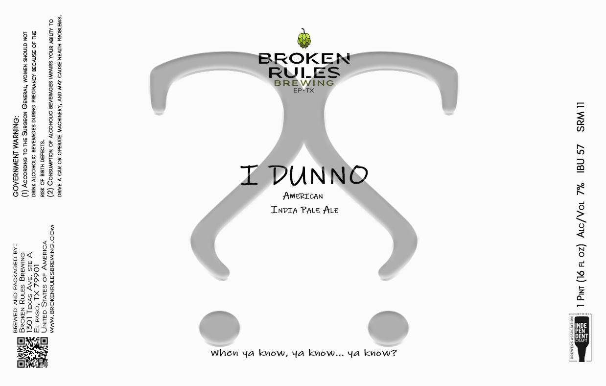 TABC label artwork for I Dunno