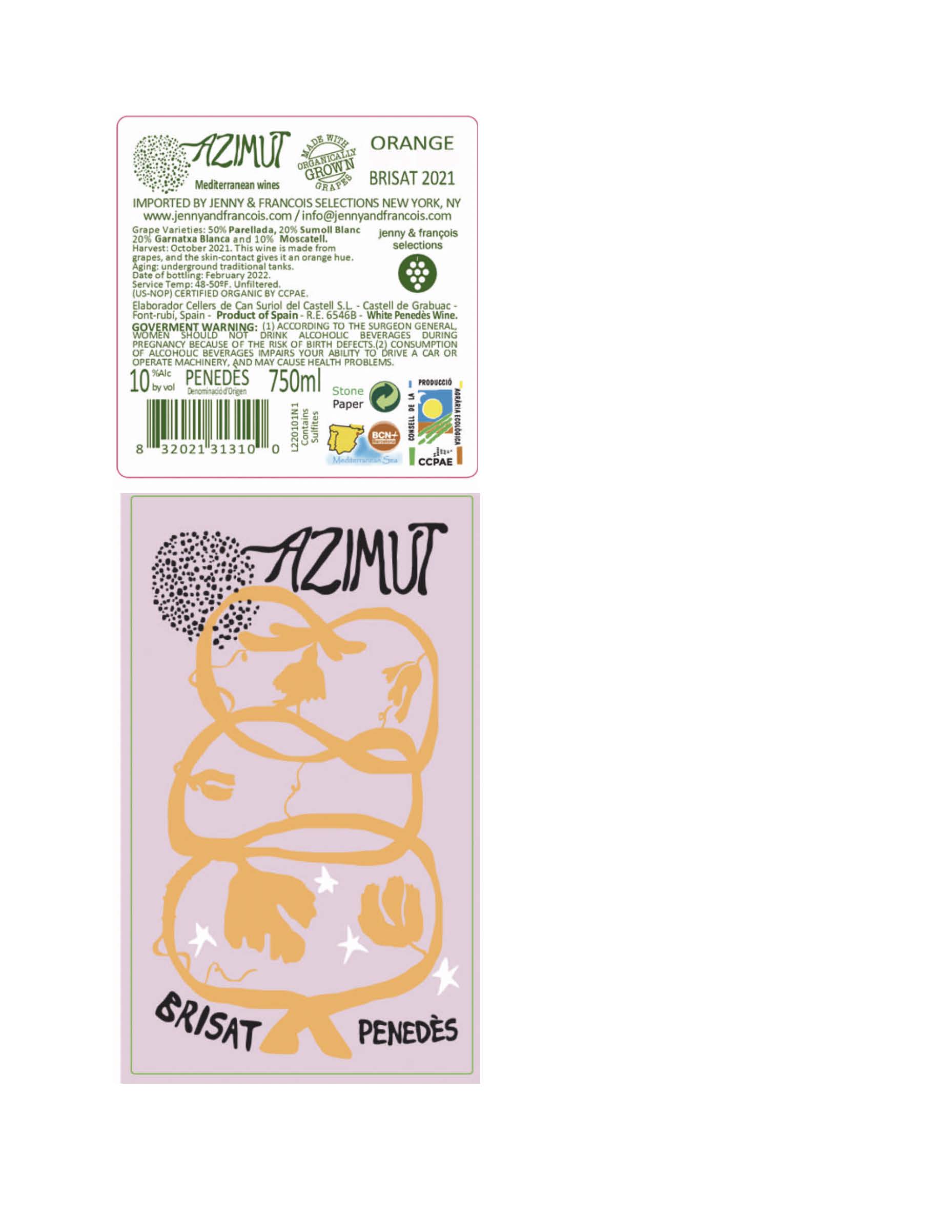 TABC label artwork for Azimut, Brisat Orange MOG