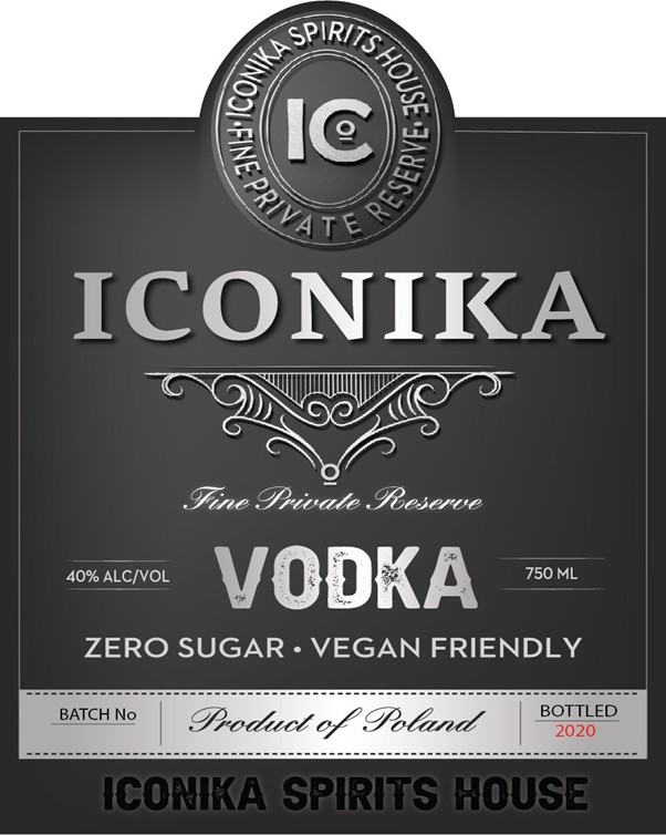 TABC label artwork for ICONIKA FINE PRIVATE RESERVE VODKA