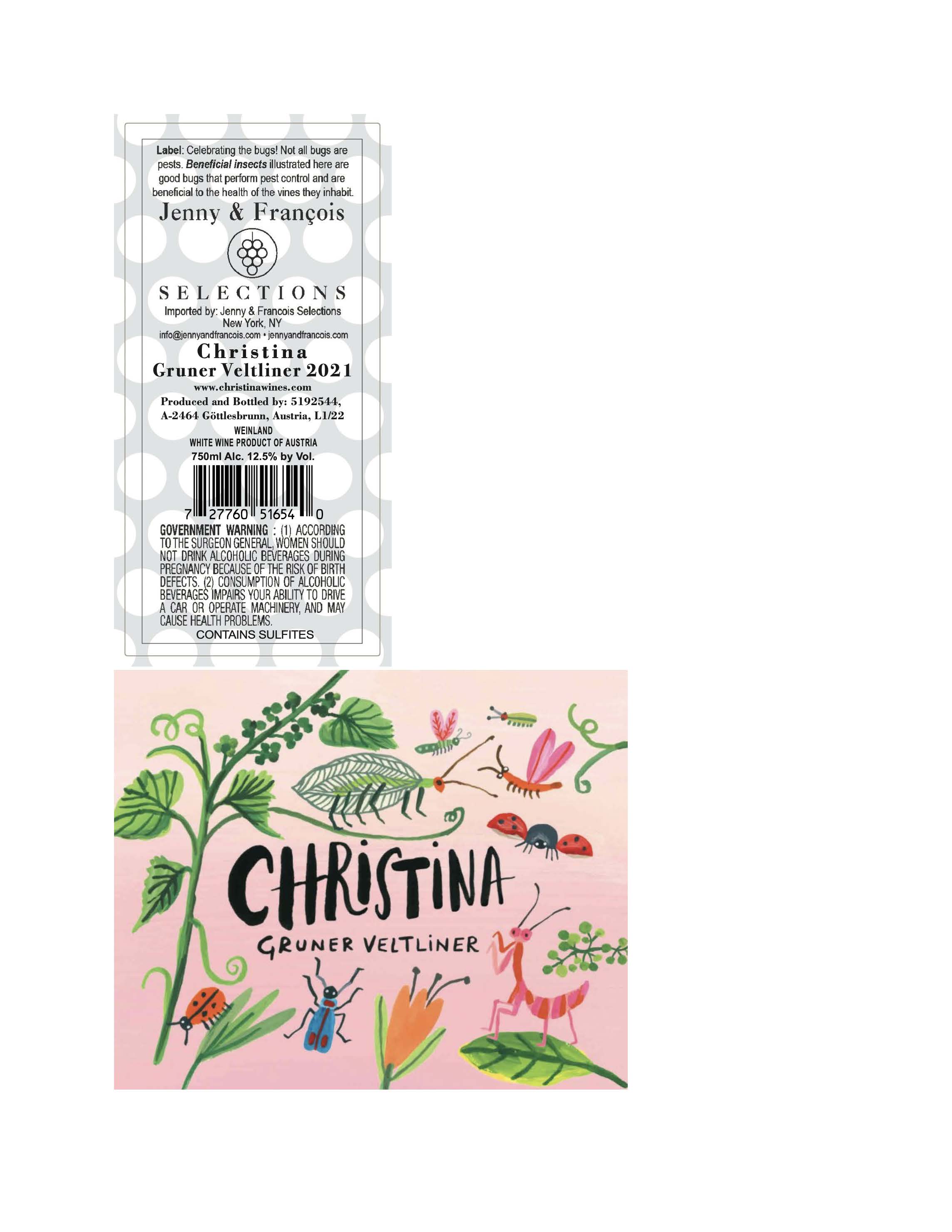 TABC label artwork for Christina, Gruner Veltliner