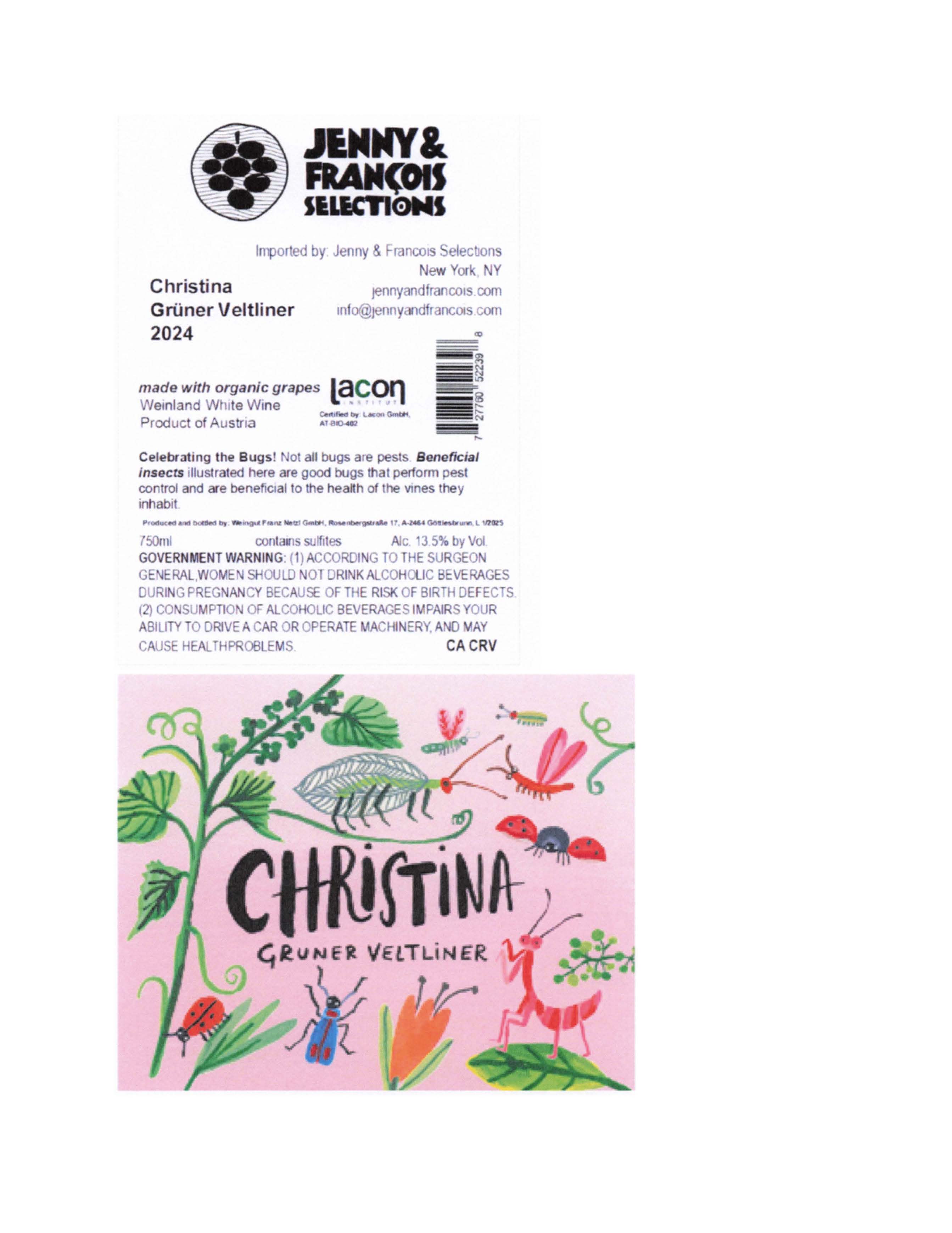 TABC label artwork for Christina, Gruner Veltliner MOG