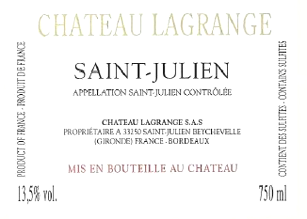 TABC label artwork for Chateau Lagrange Red Blend Saint-Julien