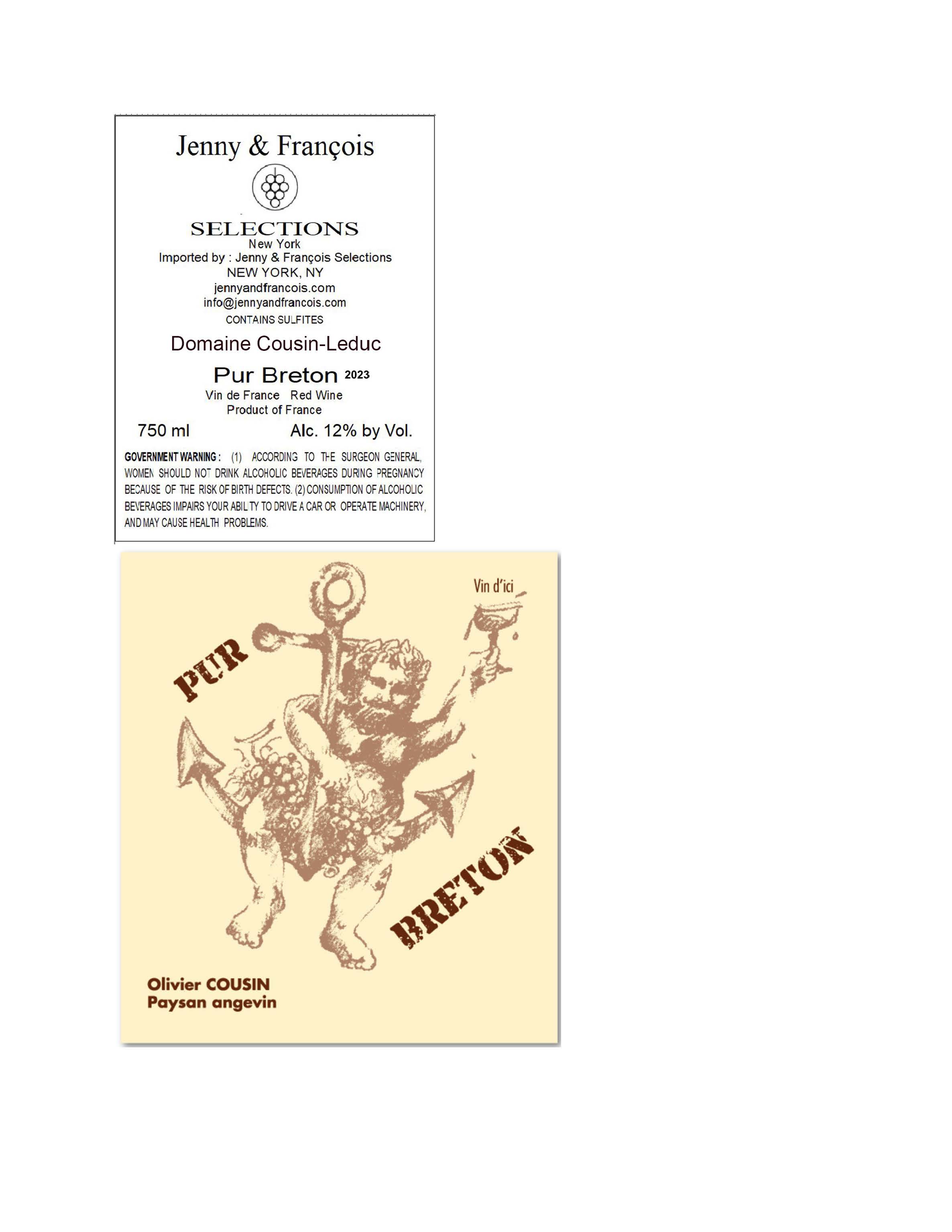TABC label artwork for Domaine Cousin-Leduc, Pur Breton
