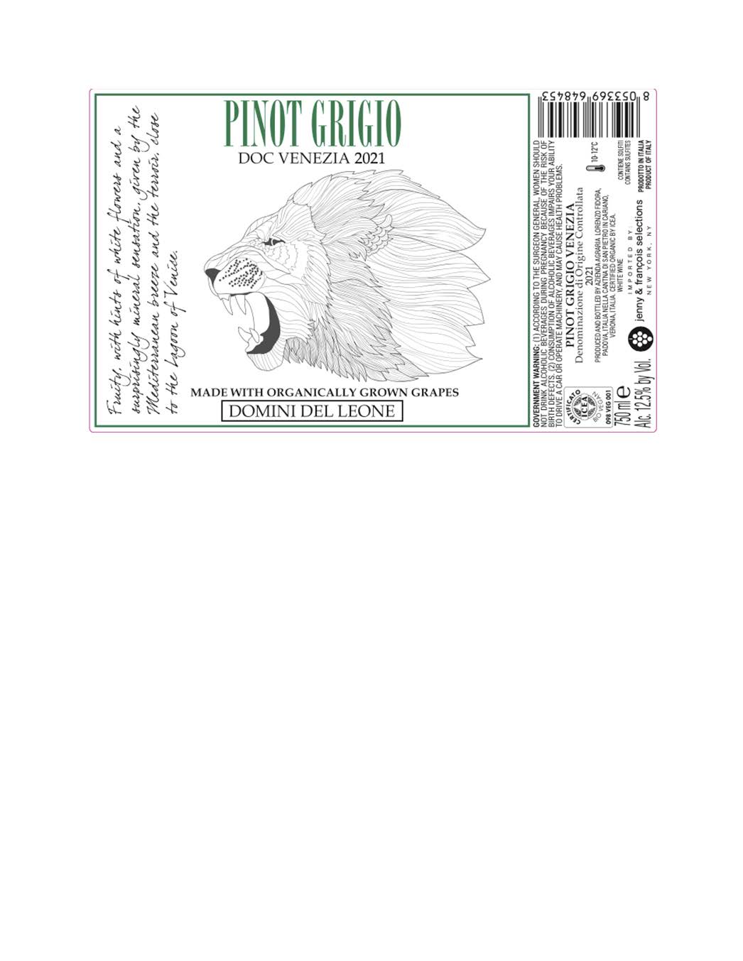 TABC label artwork for Domini Del Leone, Pinot Grigio MOG
