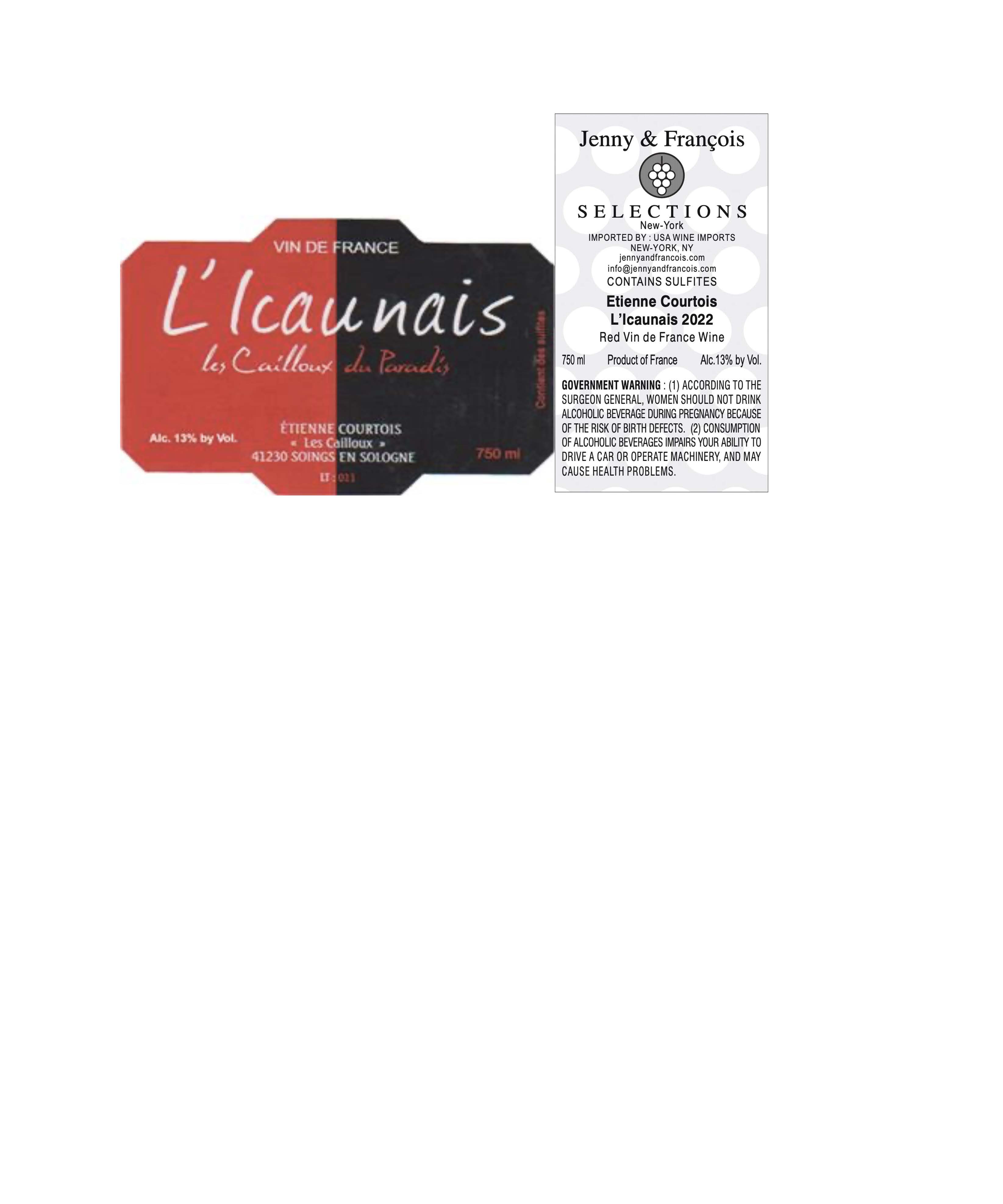 TABC label artwork for Etienne Courtois, L`Icaunais