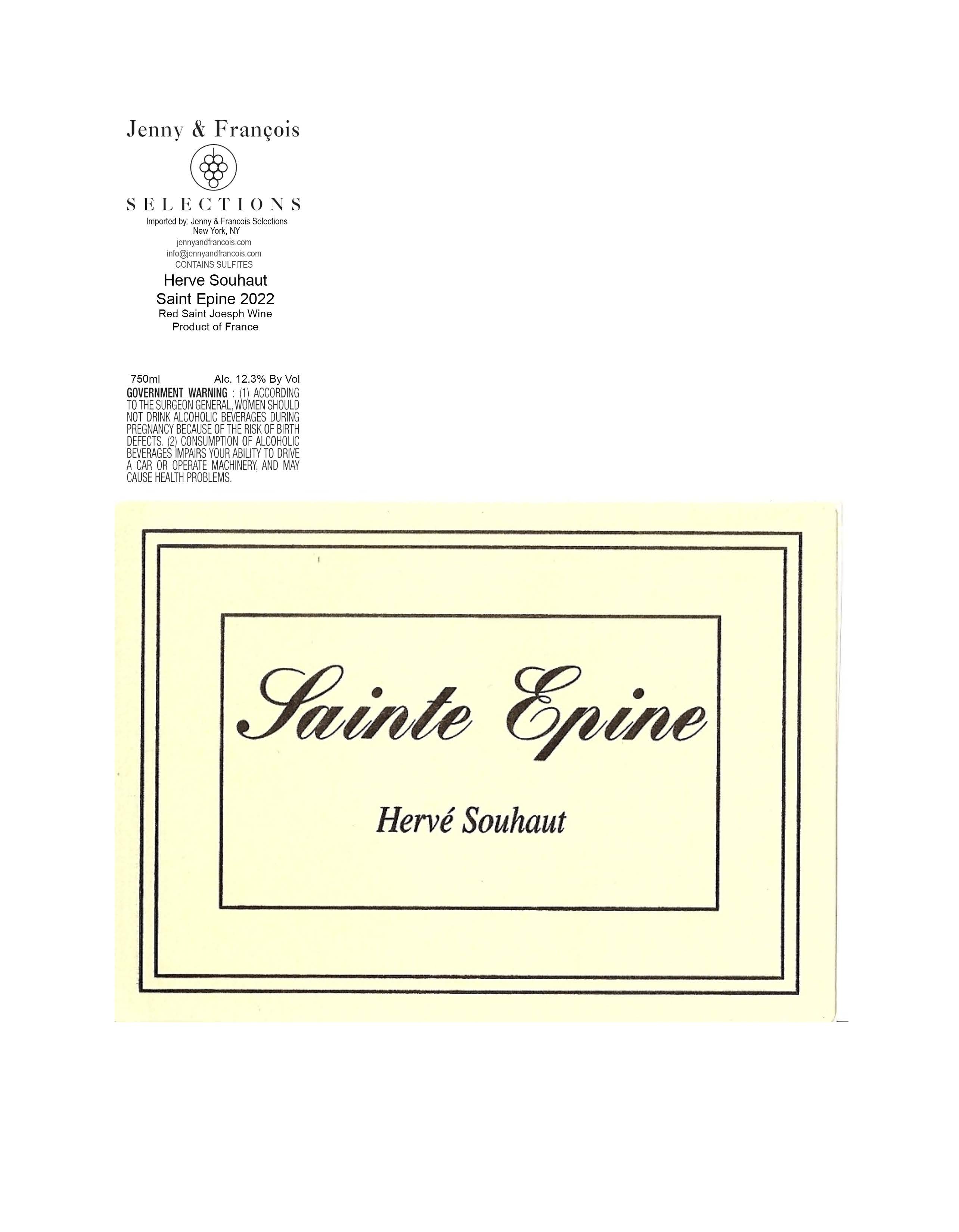 TABC label artwork for Herve Souhaut, St Epine