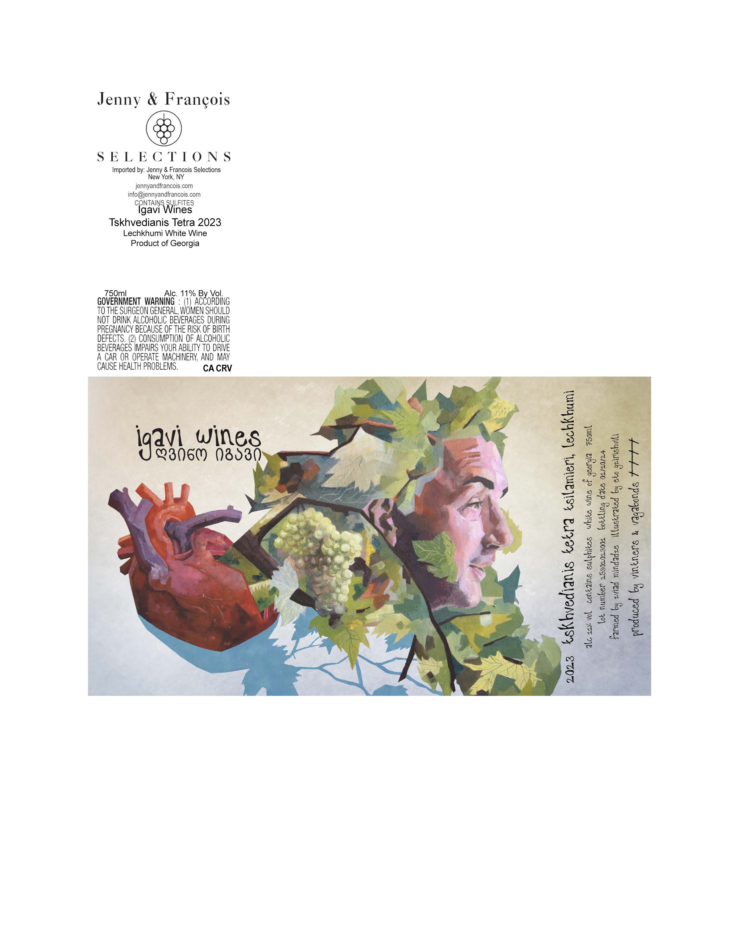 TABC label artwork for Igavi Wines, Tskhvedianis Tetra
