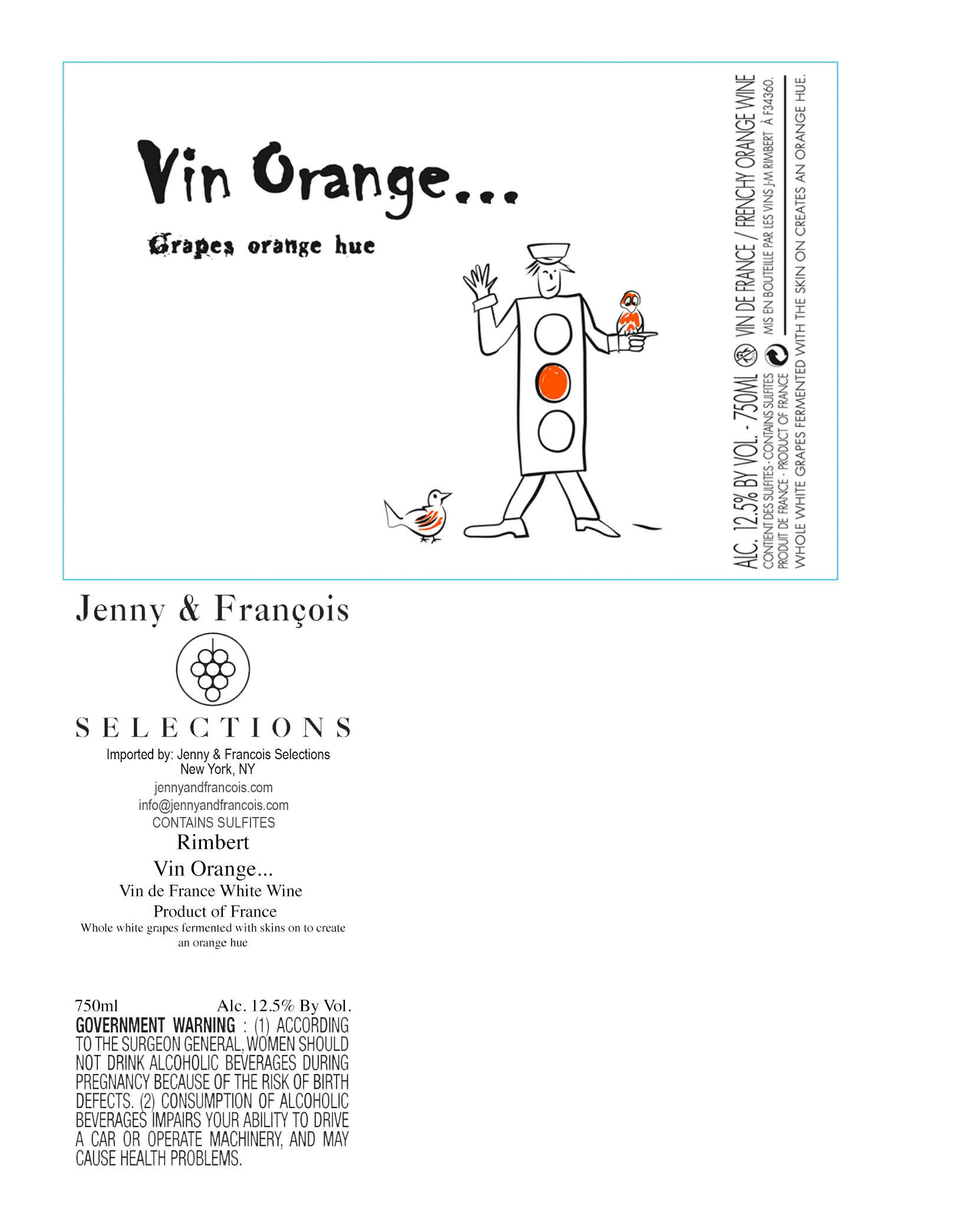 TABC label artwork for Rimbert, Vin Orange