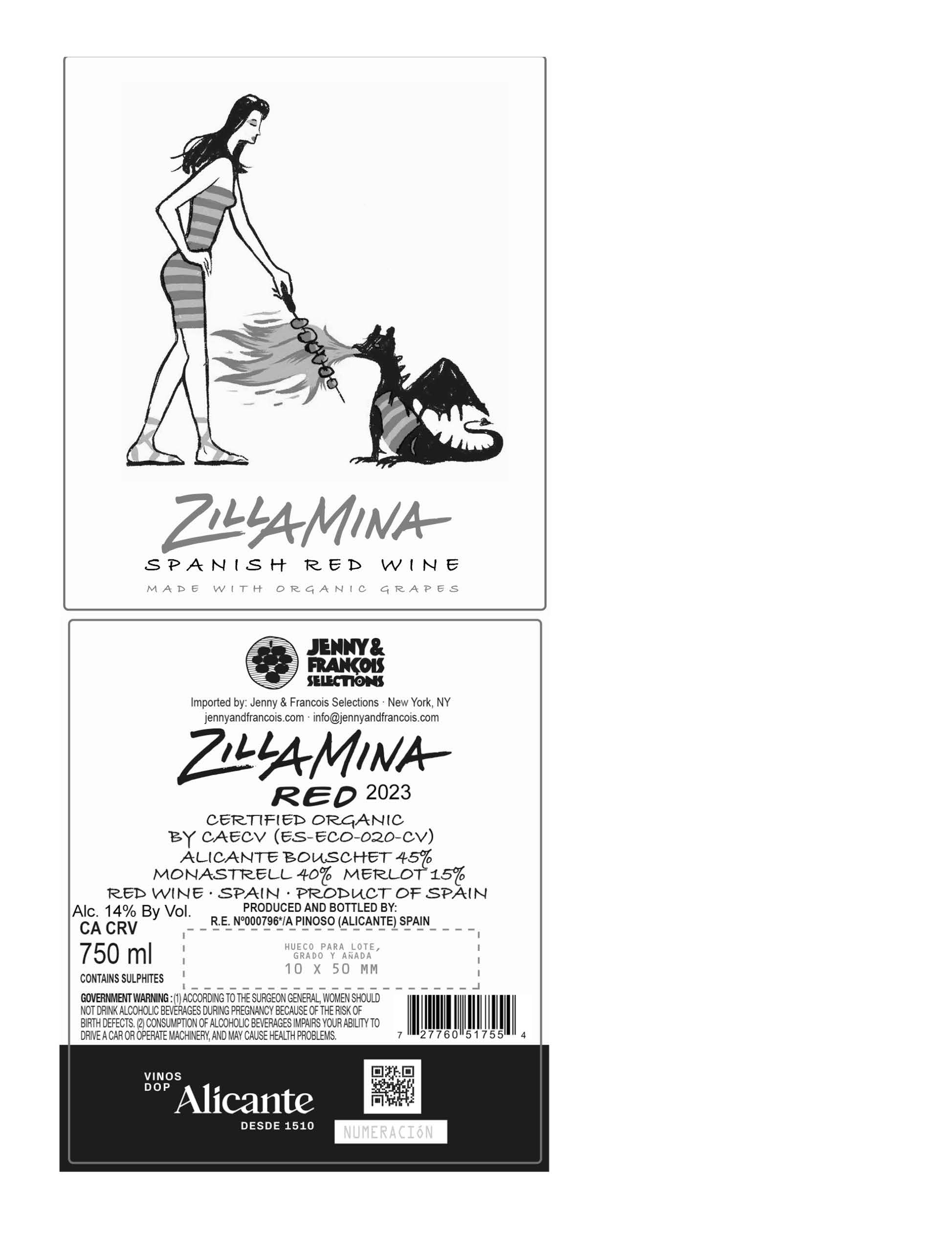 TABC label artwork for Zillamina, Red MOG