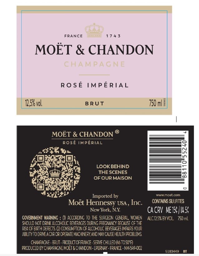 TABC label artwork for Moet & Chandon Rosé Impérial Brut
