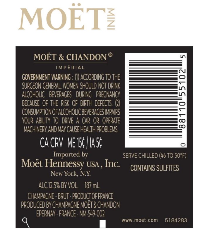 TABC label artwork for Moet & Chandon Imperial Brut