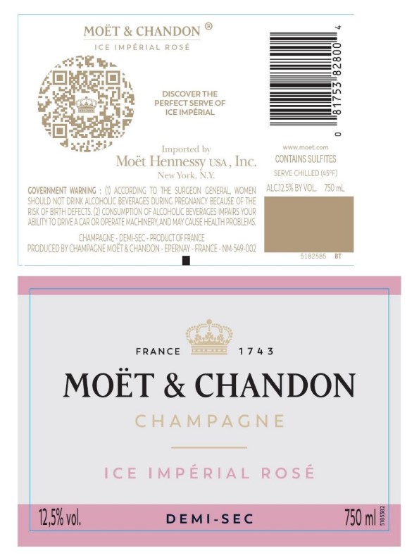 TABC label artwork for Moet & Chandon Ice Imperial Rosé Demi-Sec