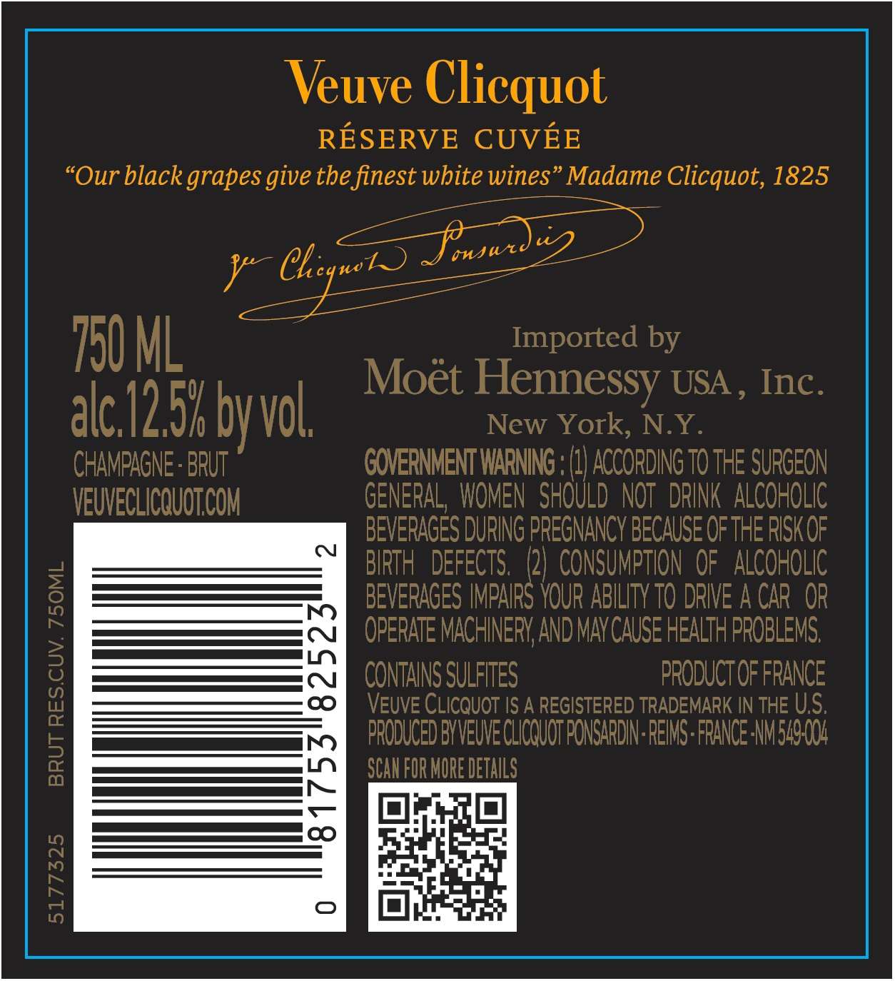 TABC label artwork for Veuve Clicquot Reserve Cuvée Brut