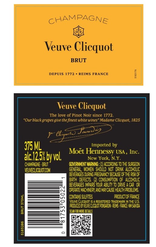 TABC label artwork for Veuve Cliquot Brut Yellow Label