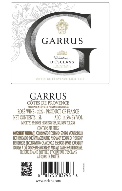 TABC label artwork for Garrus CDP Rose