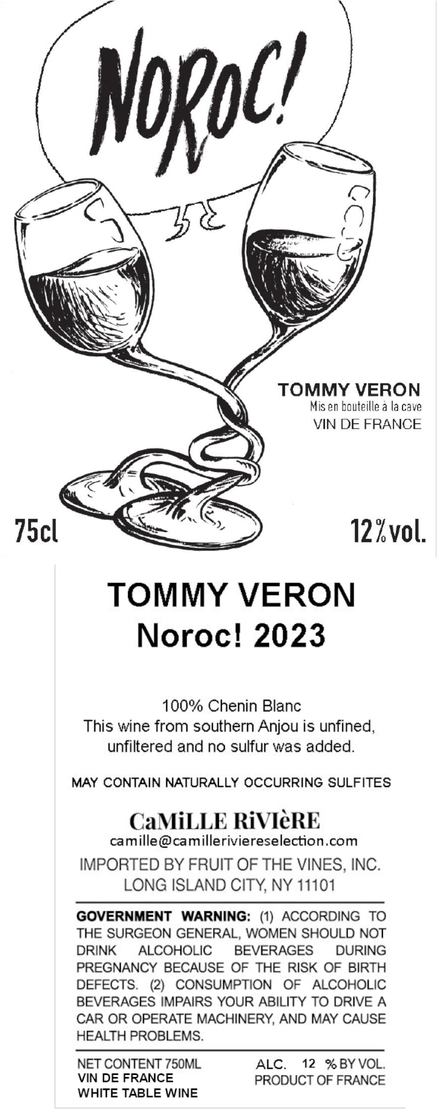 TABC label artwork for Tommy Veron Noroc Chenin Blanc Vin De France