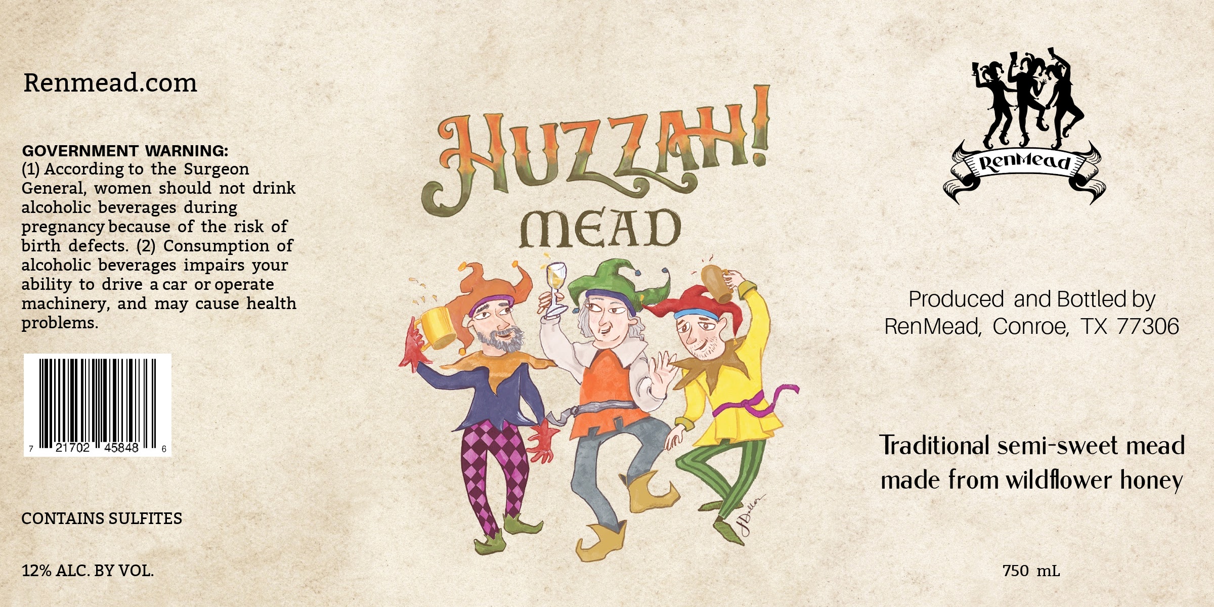 TABC label artwork for RenMead Huzzah