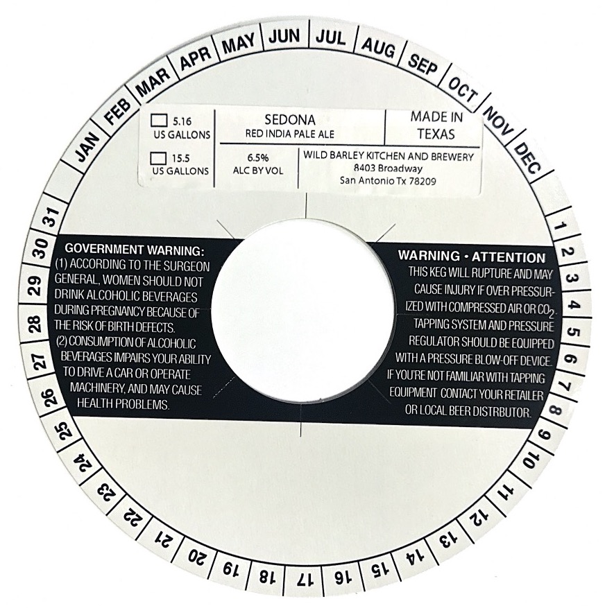 TABC label artwork for Sedona