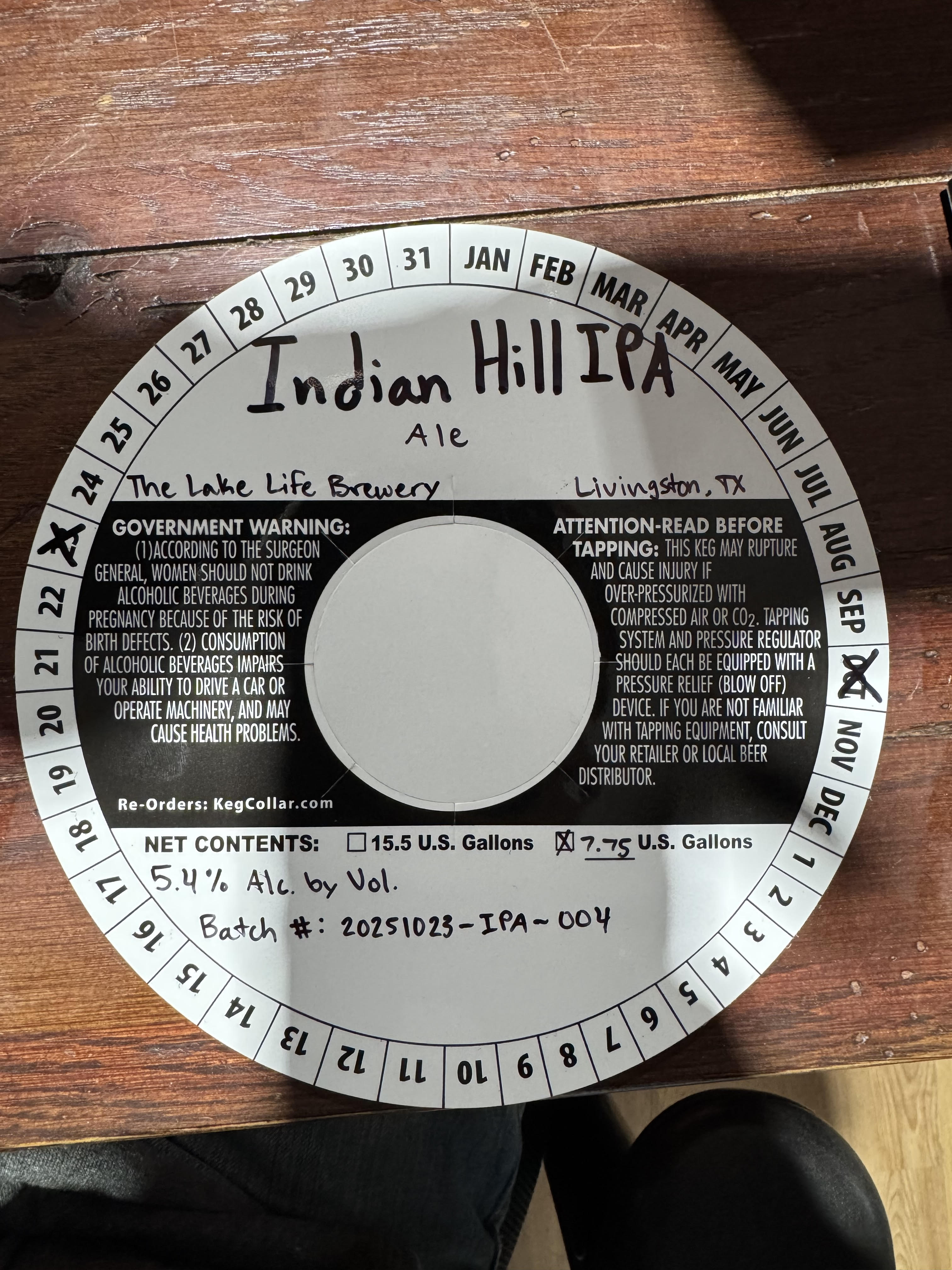 TABC label artwork for Indian Hill IPA