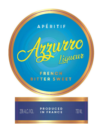 TABC label artwork for Azzurro Liqueur