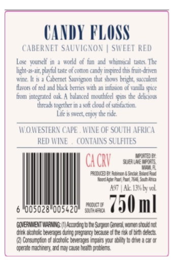 TABC label artwork for Candy Floss Sweet Red