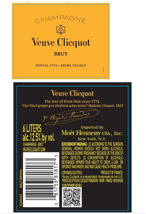 TABC label artwork for Veuve Clicquot VCP Yellow Label 1 6L - 1106316