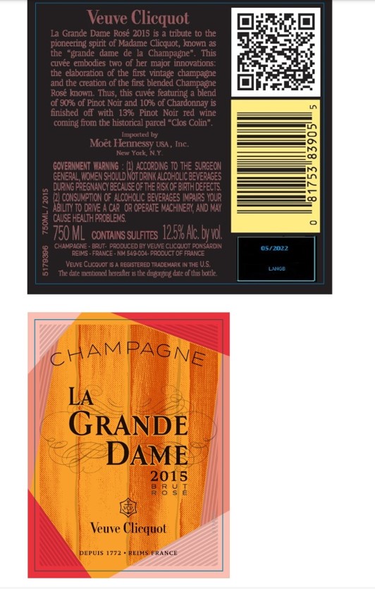 TABC label artwork for Veuve Clicquot La Grande Dame Rosé 2015 6 750ml - 1102585
