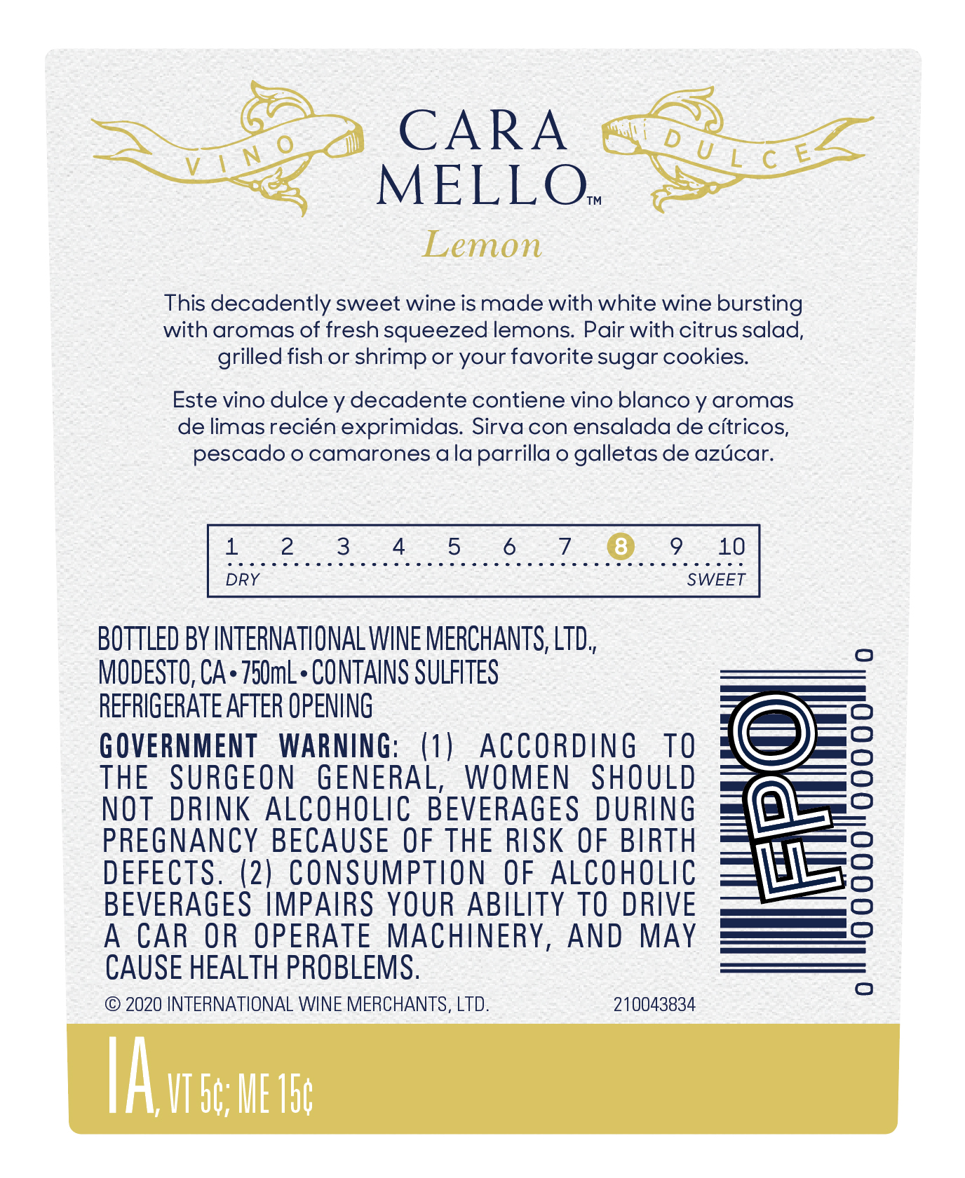 TABC label artwork for Cara Mello Lemon