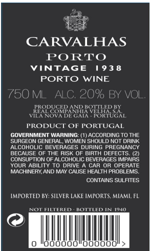 TABC label artwork for Quinta das Carvalhas Vintage Port