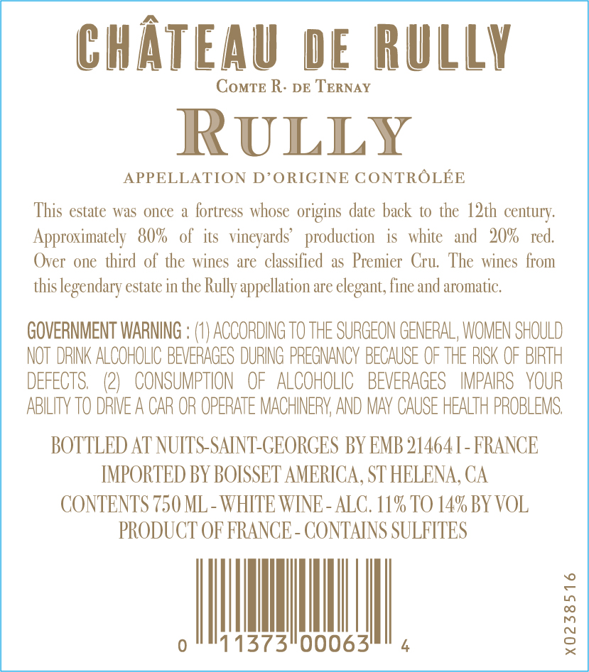 TABC label artwork for Chateau De Rully Blanc