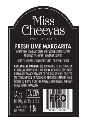 TABC label artwork for Miss Cheevas Lime Margarita
