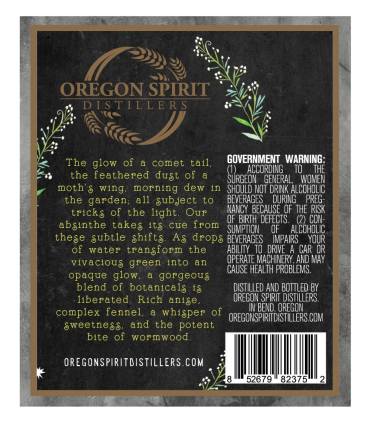 TABC label artwork for Oregon Spirit Absinthe