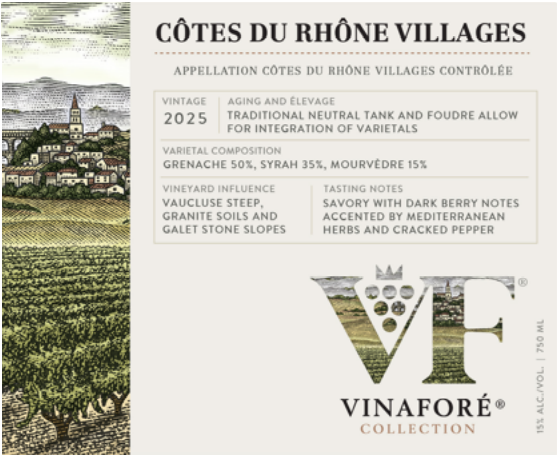 TABC label artwork for Vinafore Cotes Du Rhone Villages