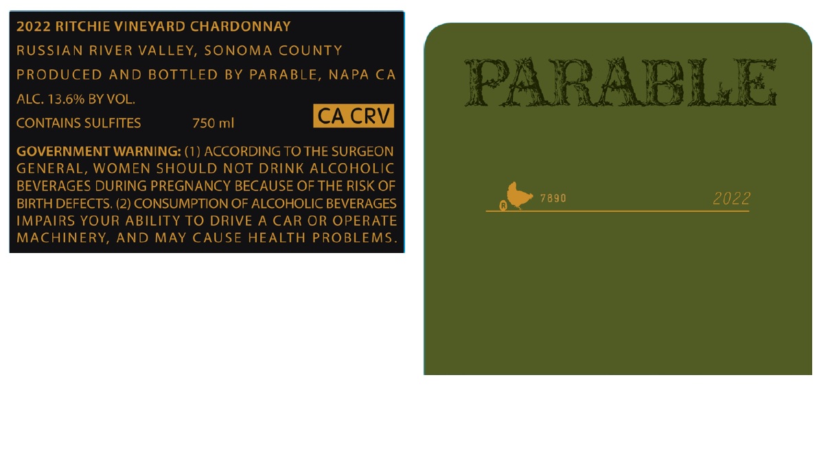 TABC label artwork for PARABLE RUSSIAN RIVER VALLEY RITCHIE VINEYARD CHARDONNAY