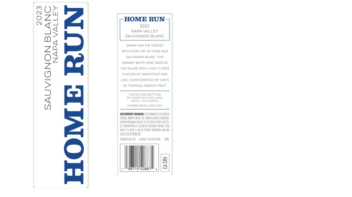 TABC label artwork for HOME RUN NAPA VALLEY SAUVIGNON BLANC