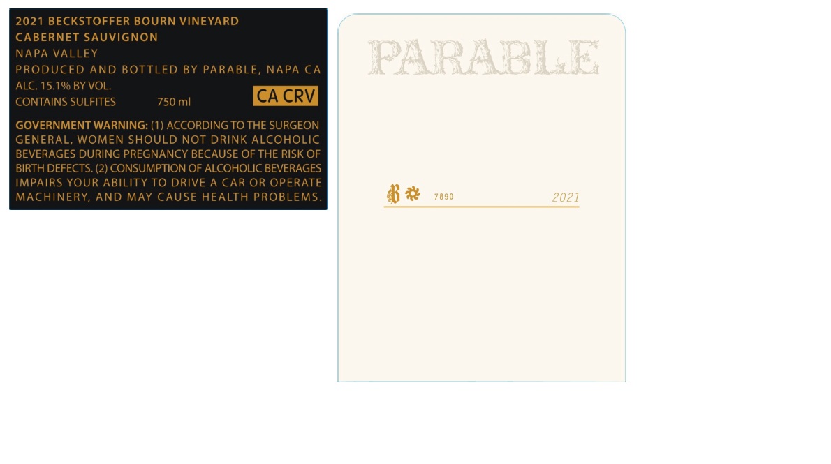 TABC label artwork for PARABLE NAPA VALLEY BECKSTOFFER BOURN VINEYARD CABERNET SAUVIGNON