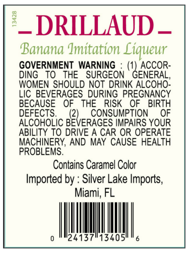 TABC label artwork for Drillaud Banana Liqueur