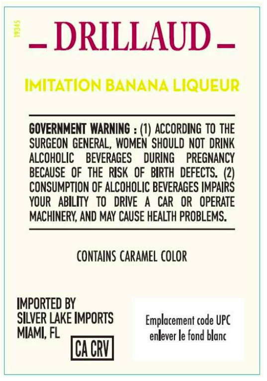TABC label artwork for Drillaud Banana Liqueur