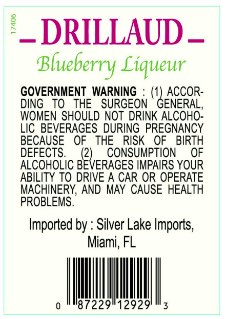 TABC label artwork for Drillaud Blueberry Liqueur