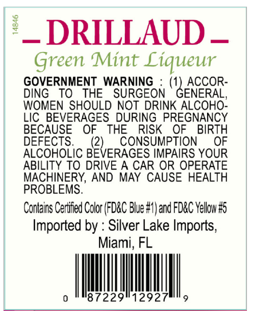 TABC label artwork for Drillaud Creme de Menthe Green
