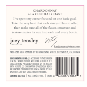 TABC label artwork for Fundamental Chardonnay