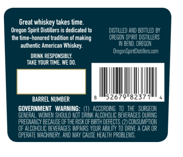 TABC label artwork for Oregon Spirit Wheat Bottled in Bond