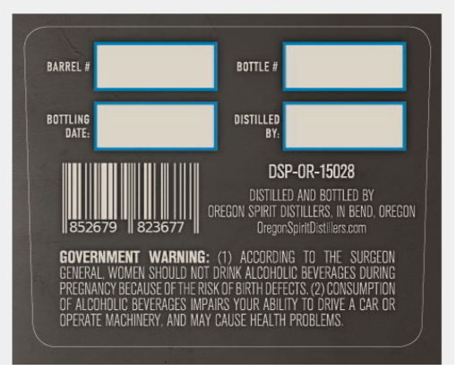 TABC label artwork for Oregon Spirit Wheat Whiskey