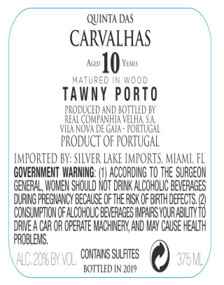 TABC label artwork for Quinta das Carvalhas 10 Tawny