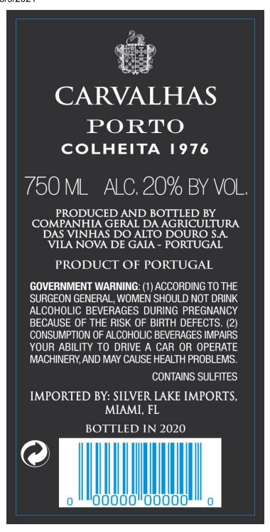 TABC label artwork for Quinta das Carvalhas Colheita Port