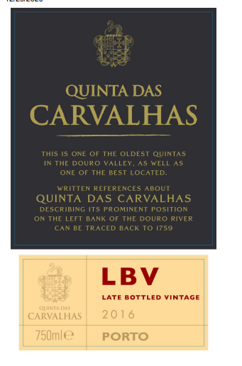 TABC label artwork for Quinta das Carvalhas Late Bottled Vintage Port