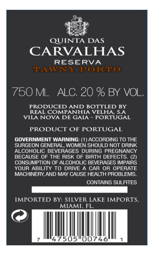 TABC label artwork for Quinta das Carvalhas Tawny Reserva Port