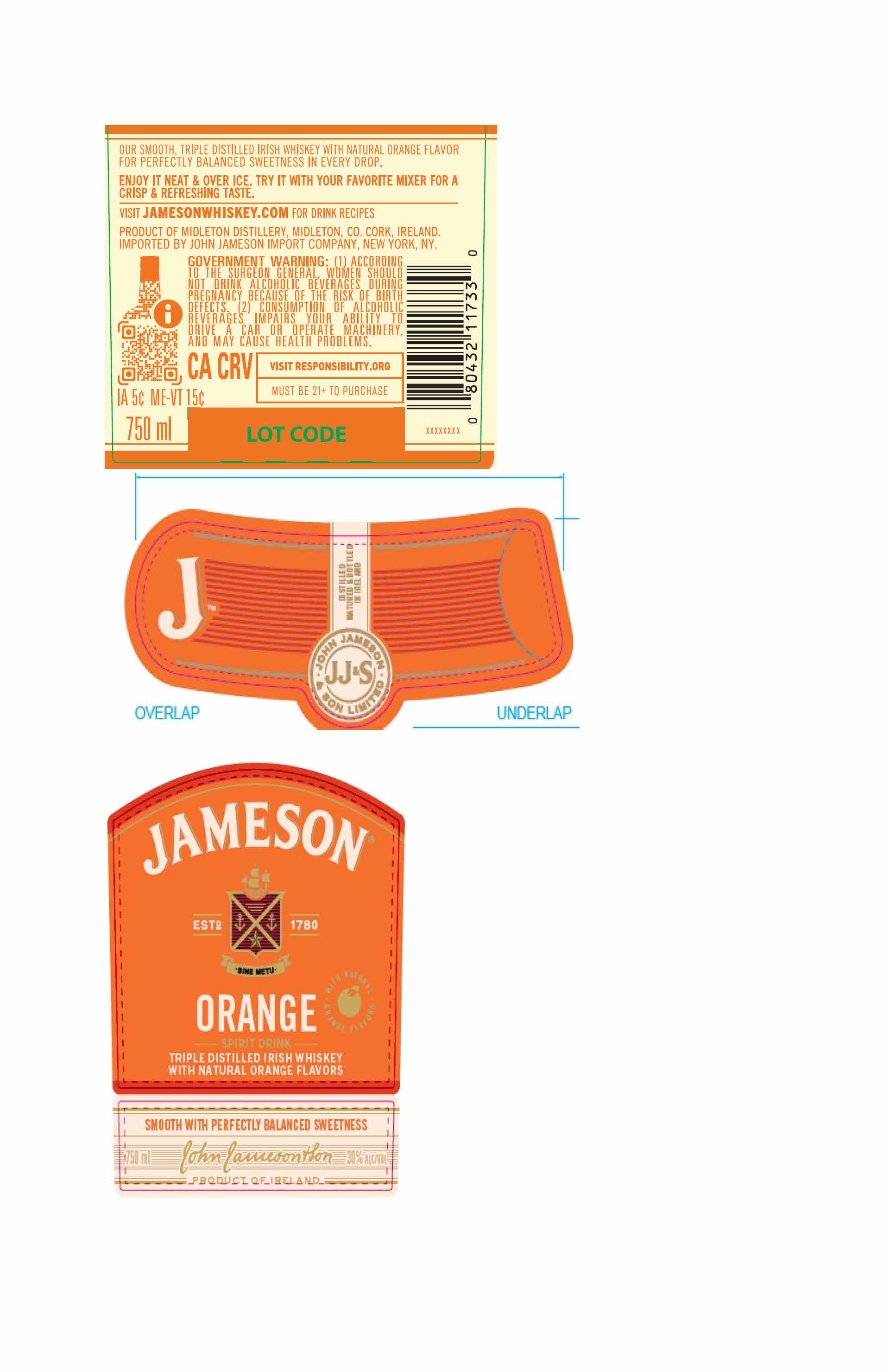 TABC label artwork for Jameson Orange Specialty