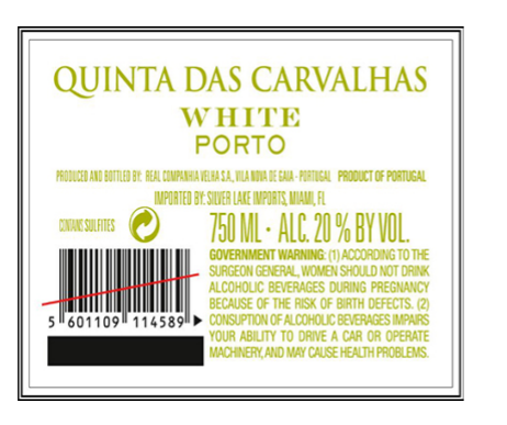 TABC label artwork for Quinta das Carvalhas White Port